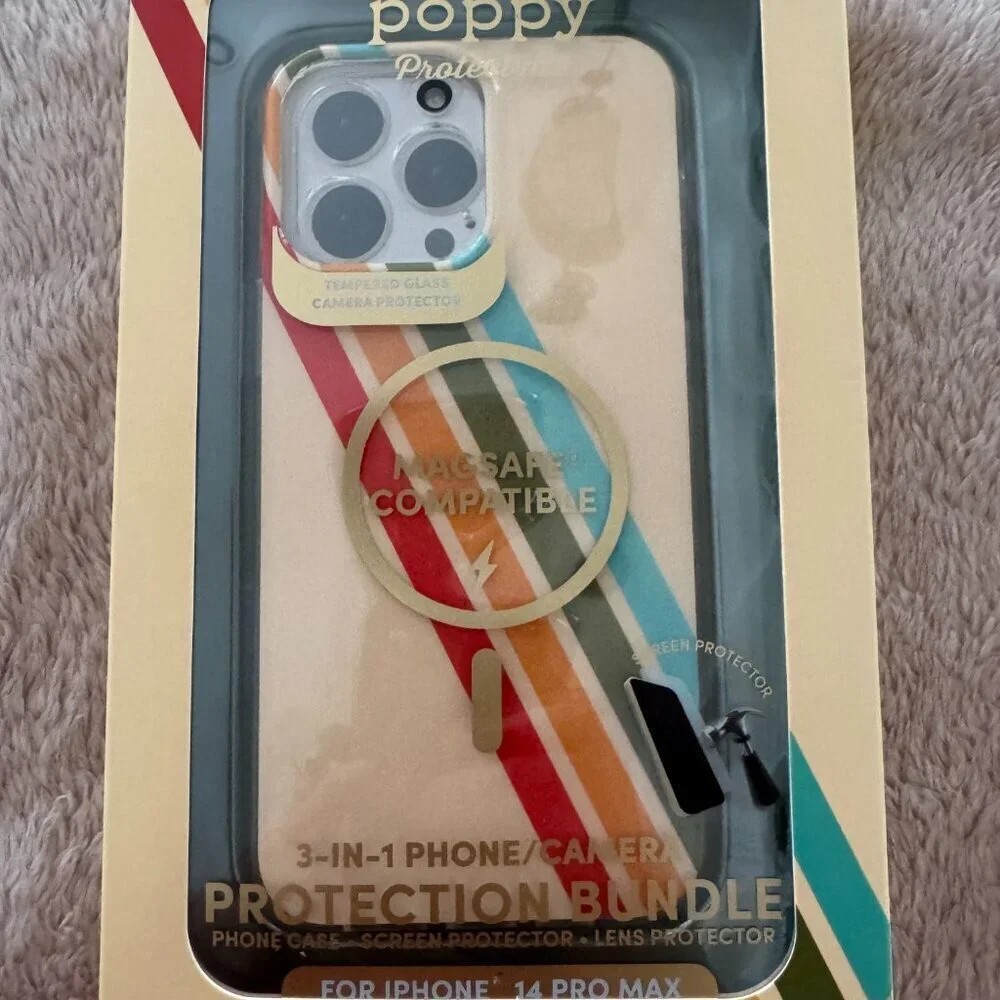 COPY - NIB XO Poppy iphone Bundle Case 14 Pro Max 3-in-1 - Case/Screen/Lens - R…